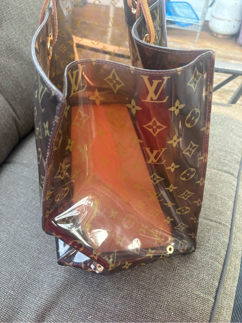 Louis Vuitton Monogram Clear Cabas GM Tote with Brown Trim - Picture 4 of 16